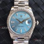 EW Factory Rolex Day Date 40mm Ice Blue Dial President Band V2 Upgrade Swiss 3255 Automatic Watch 228239
